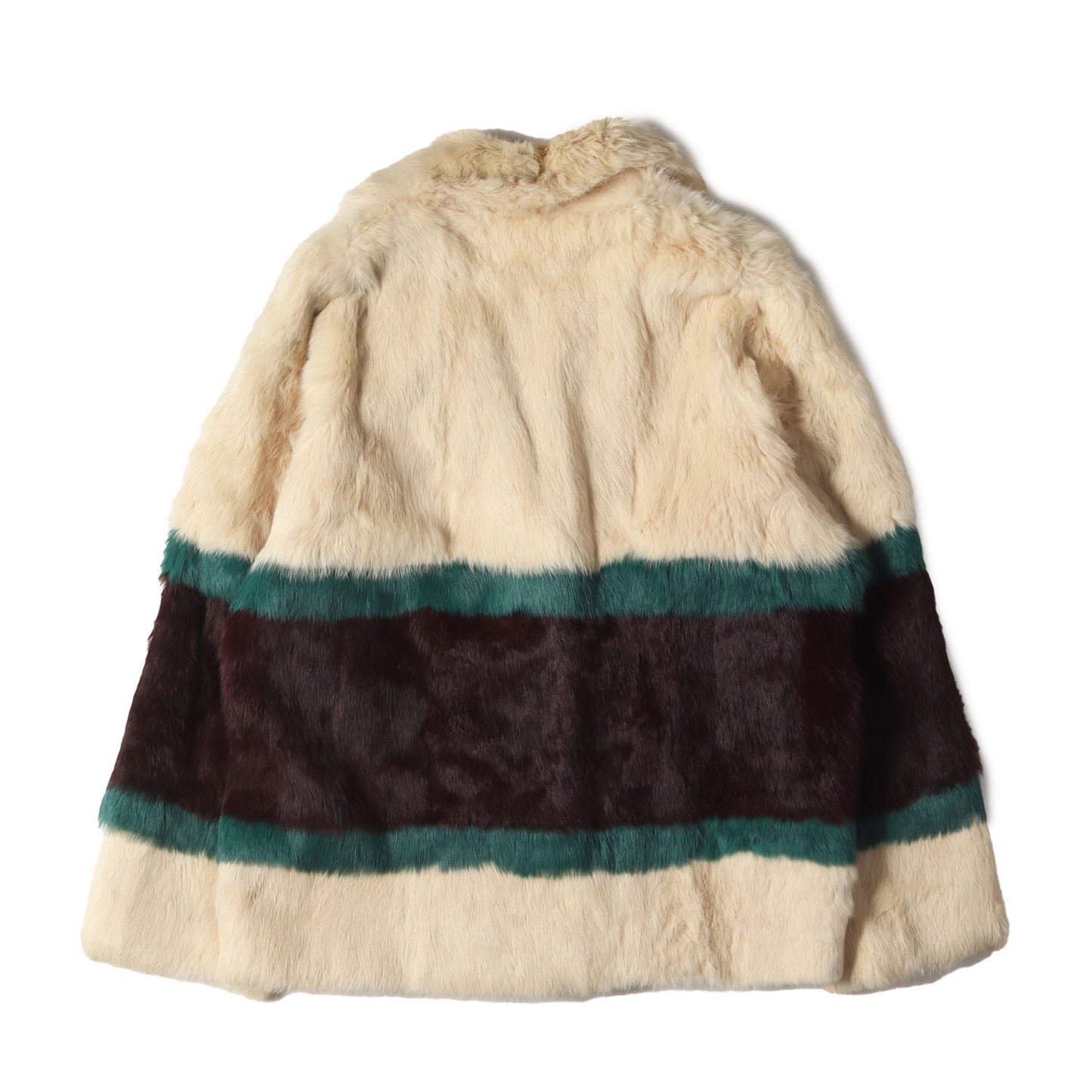 パネルボーダー ラビットファー ジャケット(Peacock Fur)