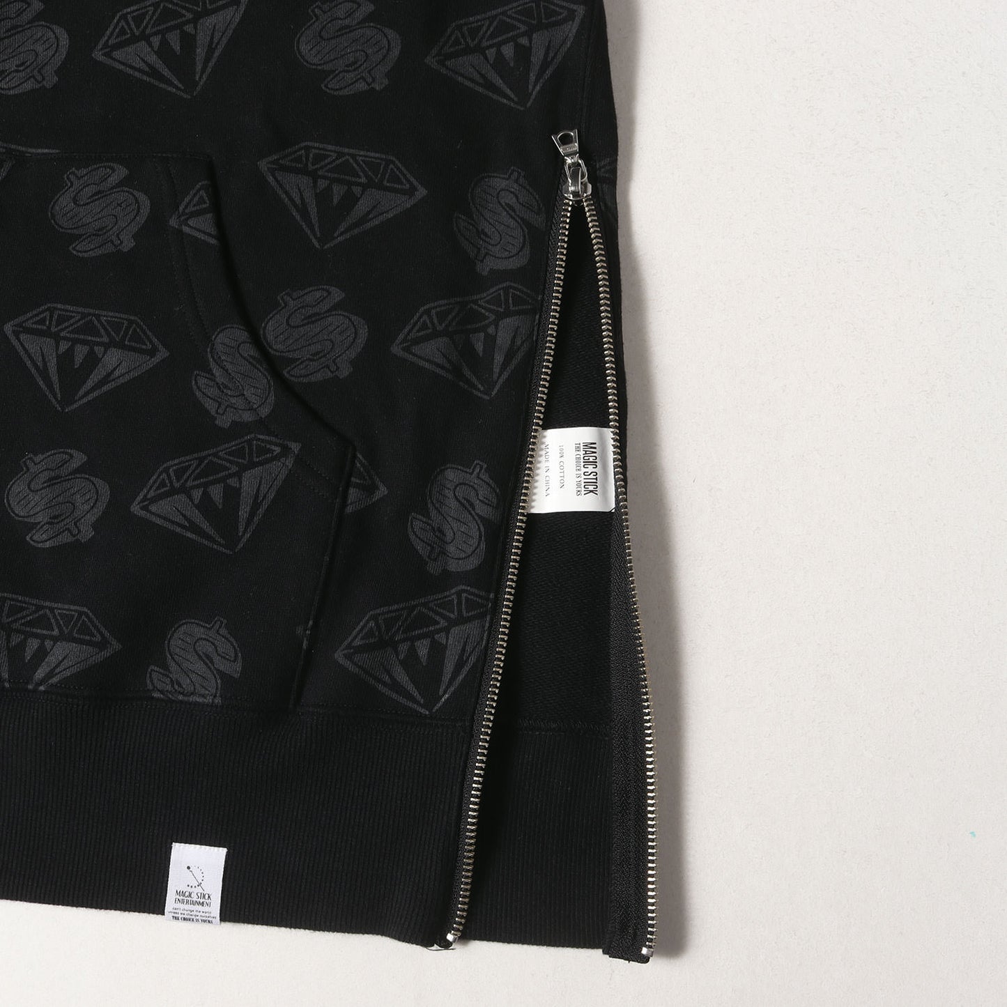 ×MAGIC STICK ダイヤ&ドル モノグラム 半袖 スウェット パーカー