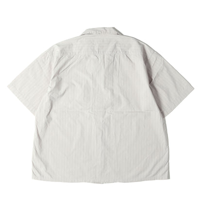 ピンストライプ オーバーサイズ オープンカラー 半袖シャツ