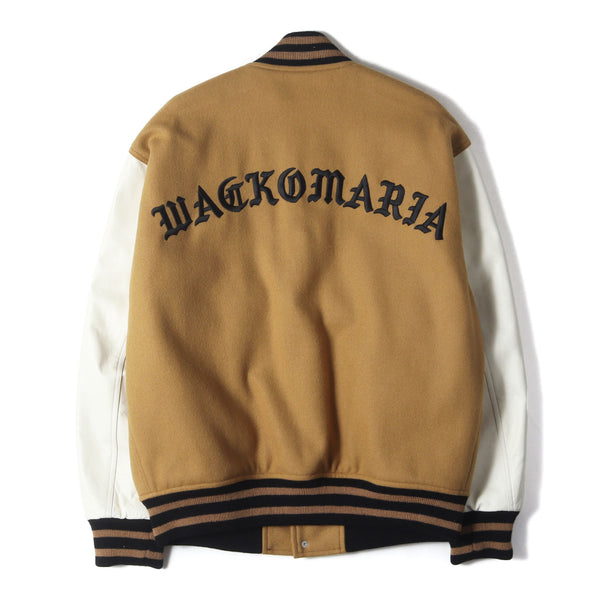 WACKO MARIA (ワコマリア) 24SS 袖レザー メルトンウール スタジャン / バーシティ ジャケット(LEATHER VARSITY  JACKET) - ブランド古着の通販・買取 | BEEGLE by Boo-Bee