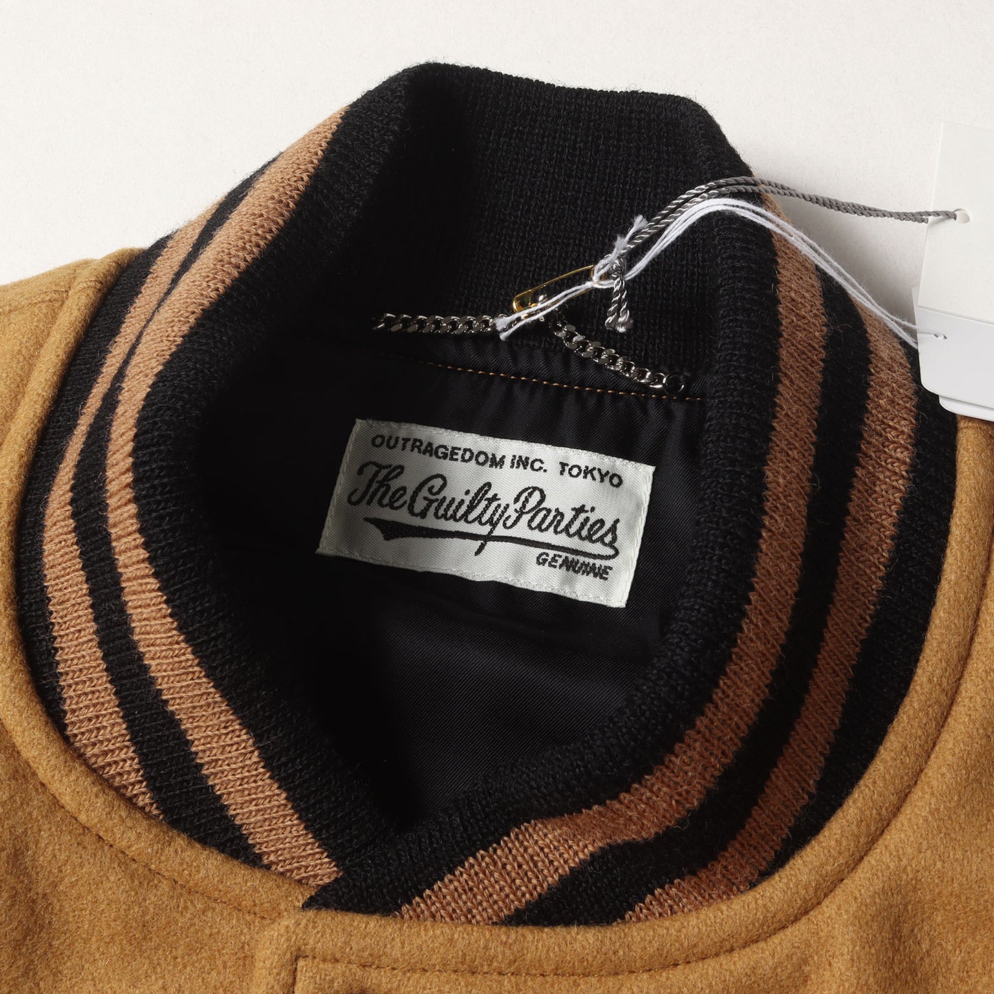 24SS 袖レザー メルトンウール スタジャン / バーシティ ジャケット(LEATHER VARSITY JACKET)