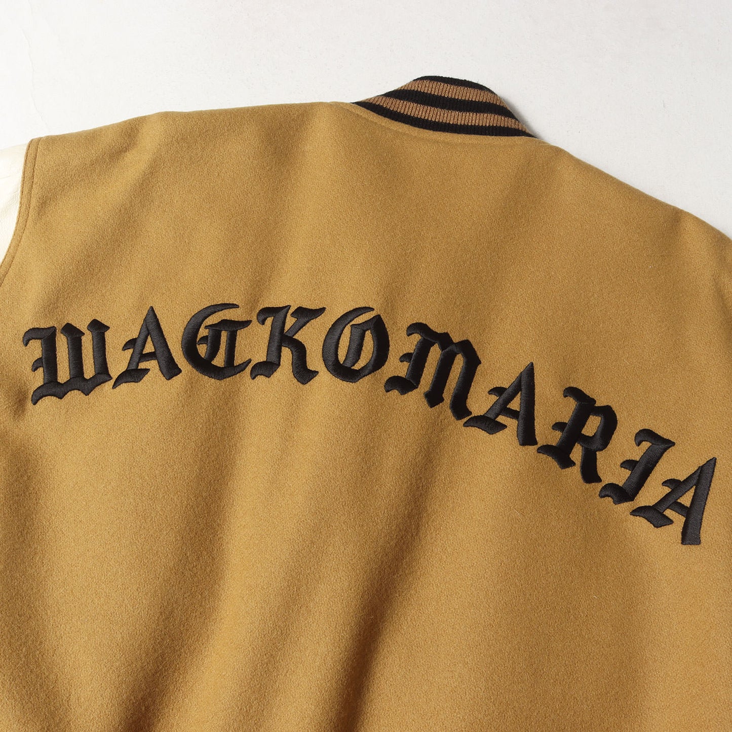 24SS 袖レザー メルトンウール スタジャン / バーシティ ジャケット(LEATHER VARSITY JACKET)