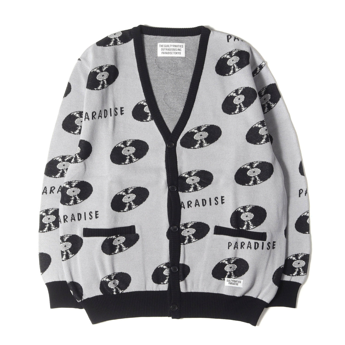 24SS レコード柄 コットンニット カーディガン(JACQUARD CARDIGAN)