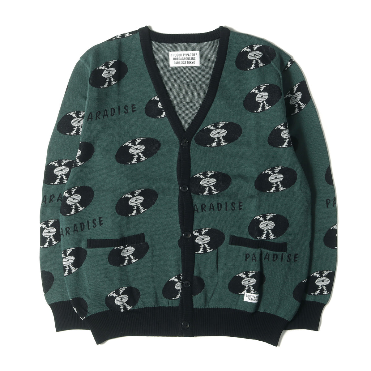 24SS レコード柄 コットンニット カーディガン(JACQUARD CARDIGAN)