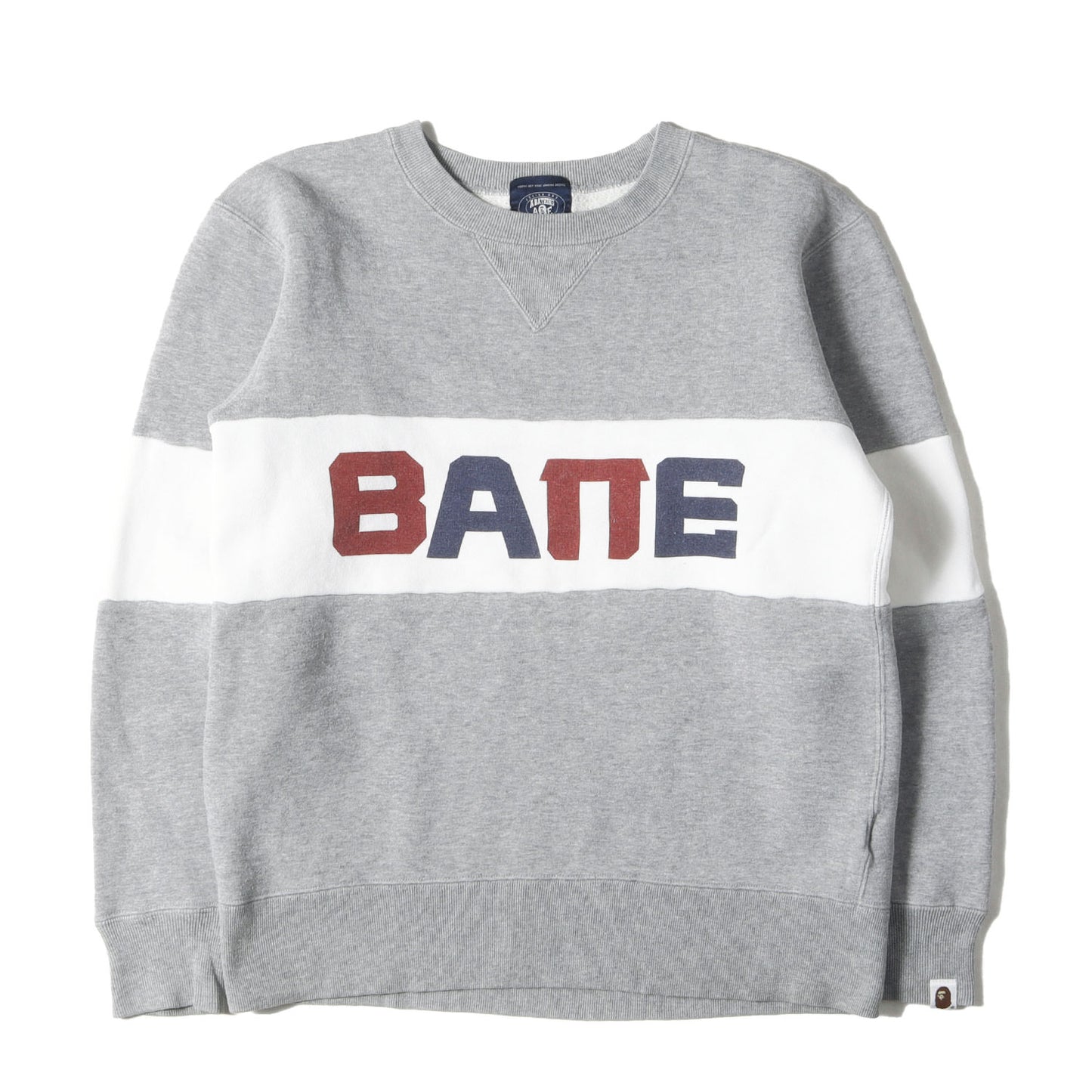 BAPE パネルロゴ クルーネック スウェット