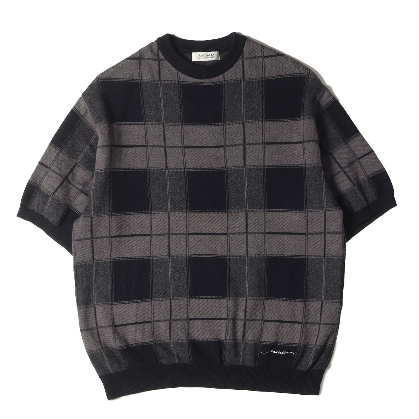 24SS チェック 半袖 コットンニット(CREW NECK SWEATER S/S)