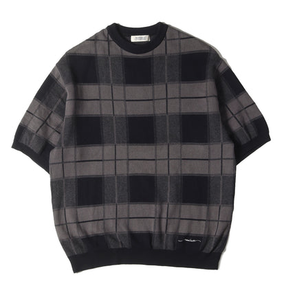 24SS チェック 半袖 コットンニット(CREW NECK SWEATER S/S)