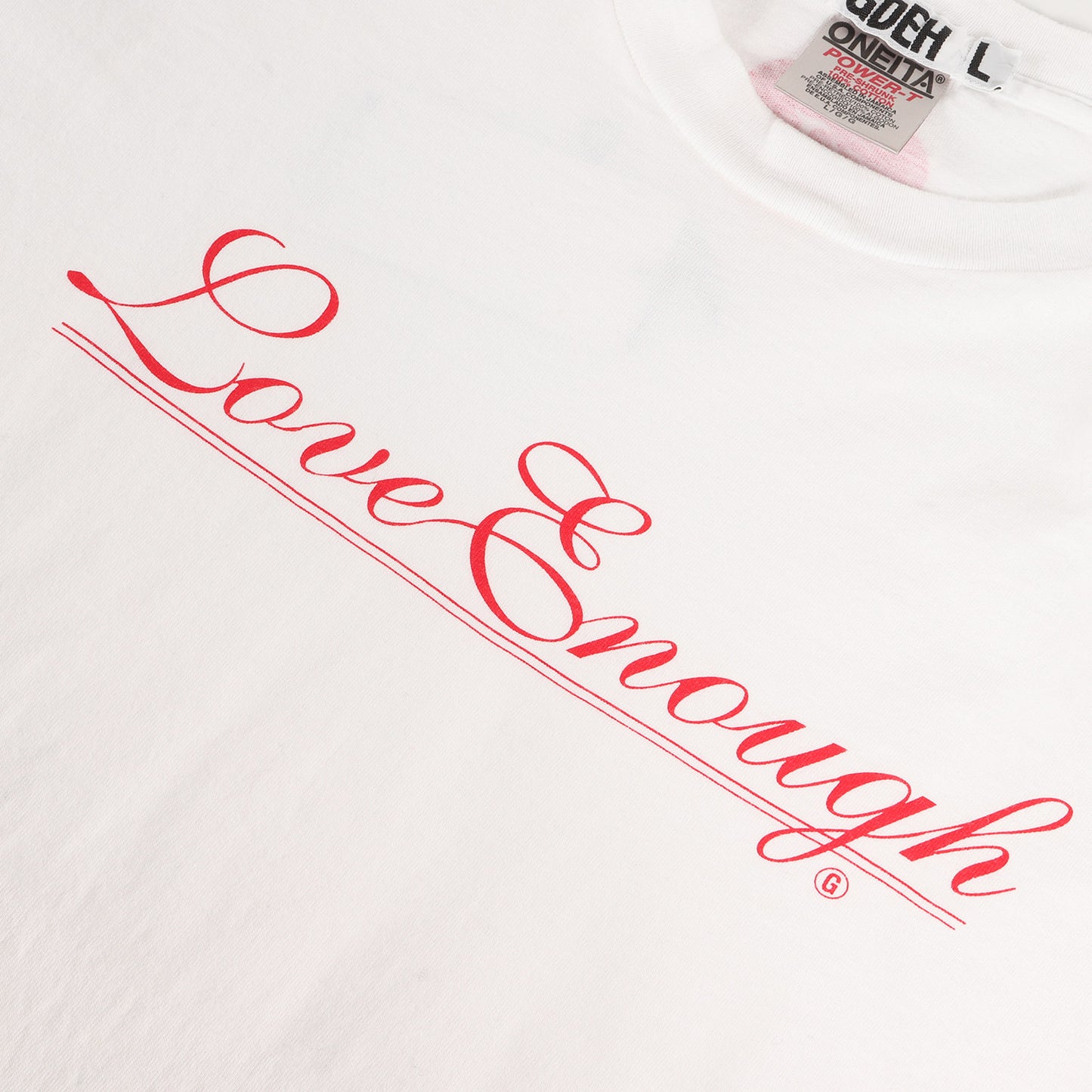 90s Love Enoughロゴ Tシャツ(1999年製 / ONEITAボディ)