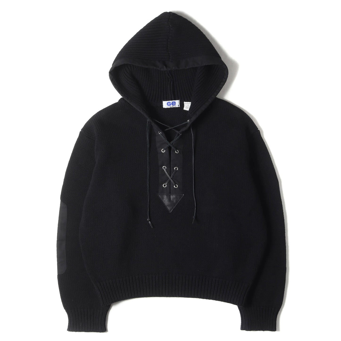 90s レースアップ ヘビー コットンニット パーカー