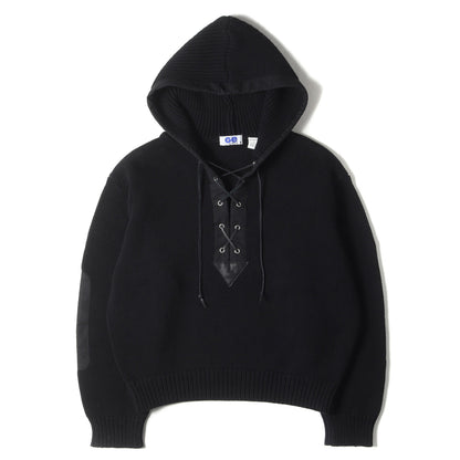 90s レースアップ ヘビー コットンニット パーカー