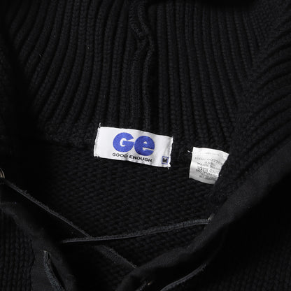 90s レースアップ ヘビー コットンニット パーカー