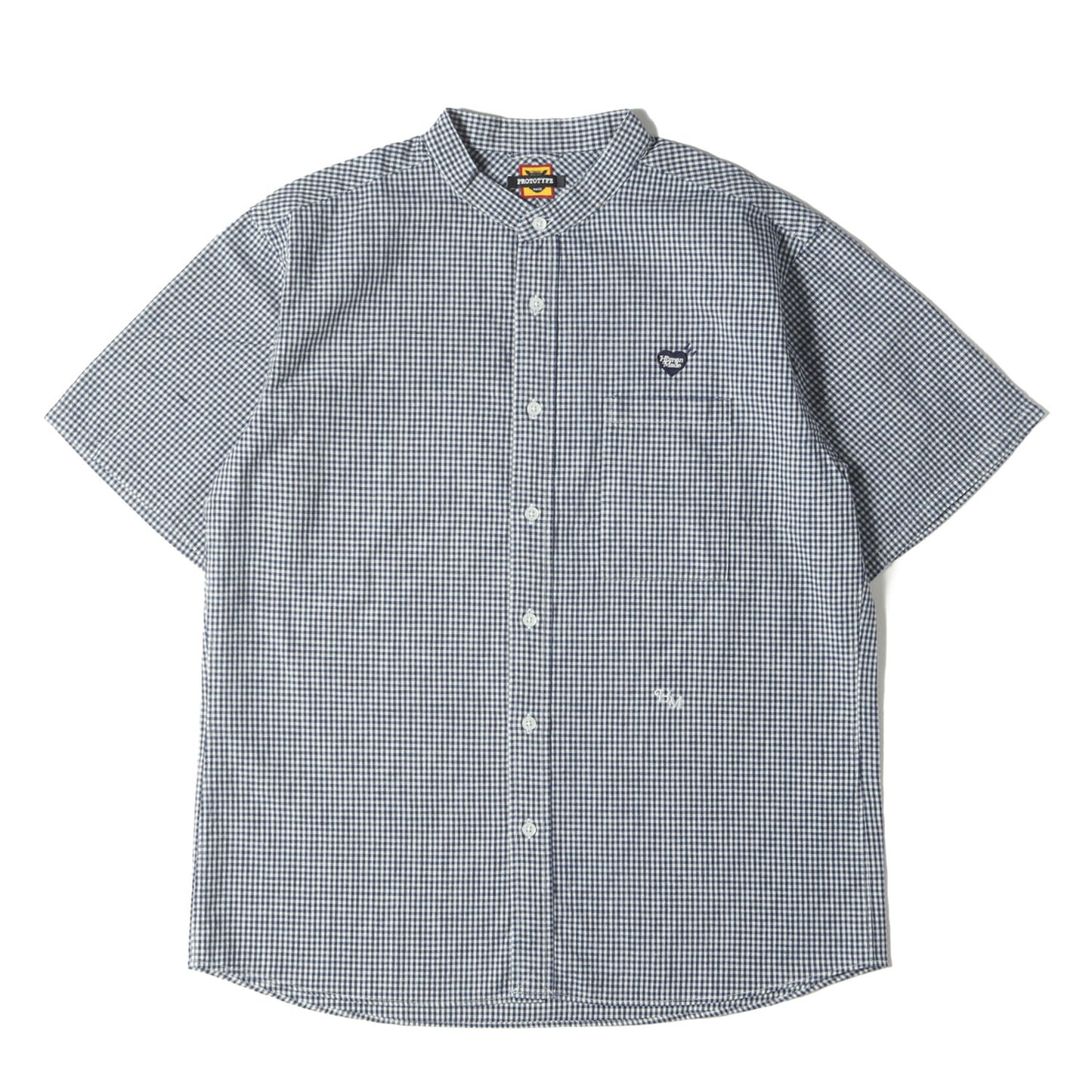 24SS ギンガムチェック スタンドカラー 半袖シャツ(STAND COLLAR S/S SHIRT)