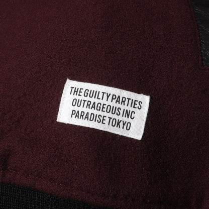23SS 袖レザー メルトンウール スタジャン / バーシティ ジャケット(LEATHER VARSITY JACKET)