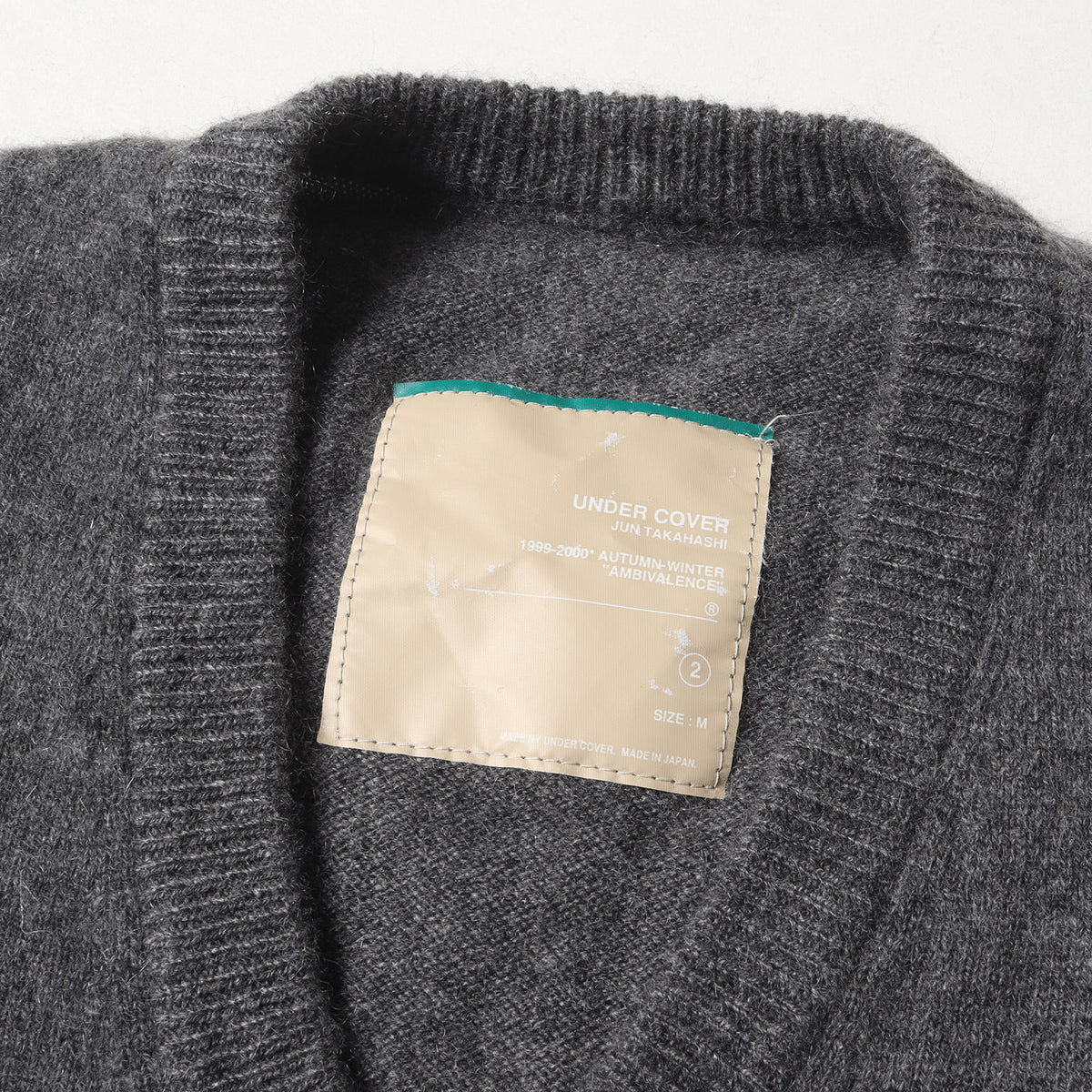90s ambivalence期 象刺繍 カシミヤニット Vネック ベスト