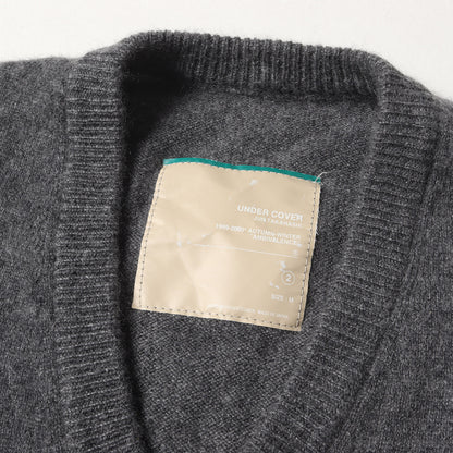 90s ambivalence期 象刺繍 カシミヤニット Vネック ベスト