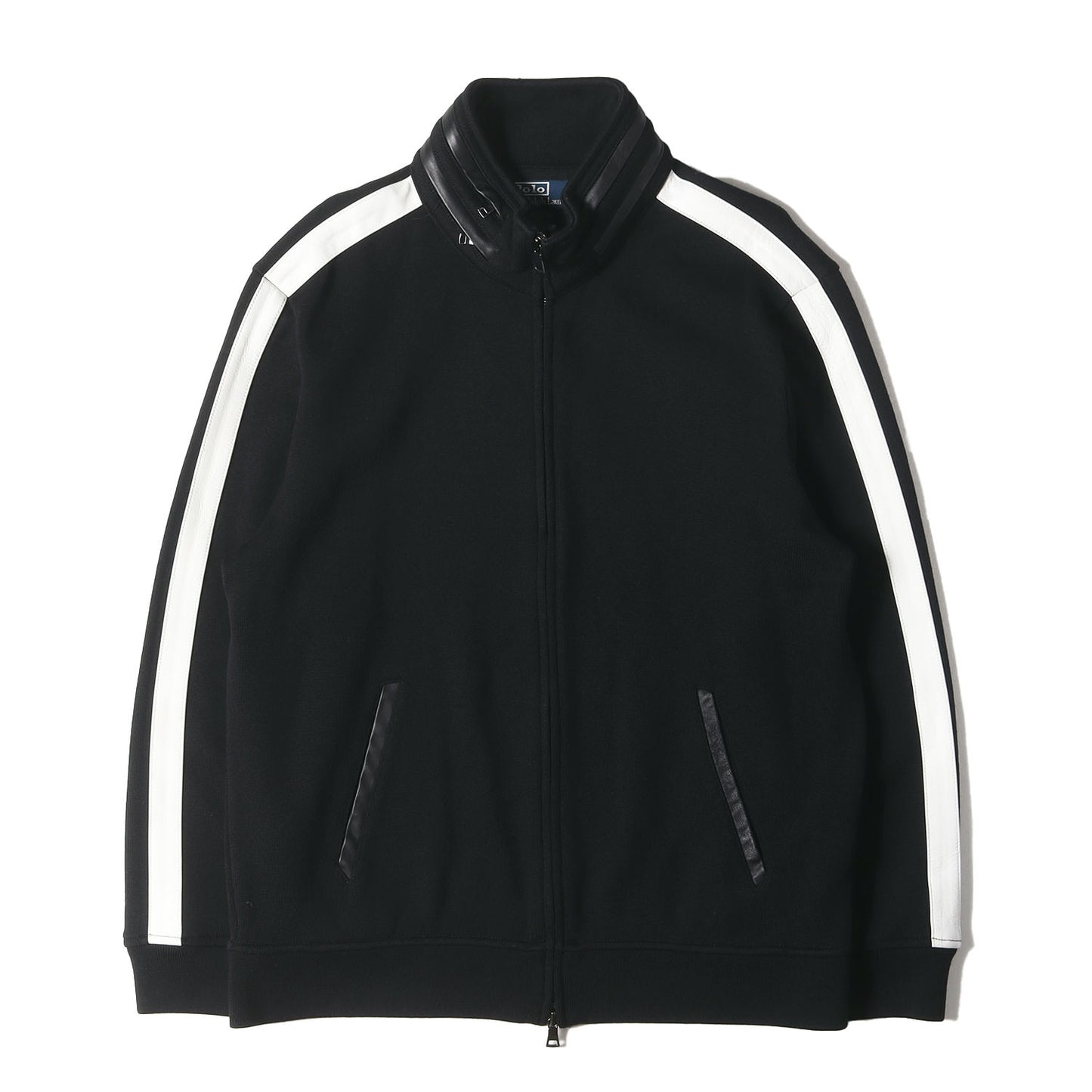 00s レザーライン ウールニット ジップ ジャケット