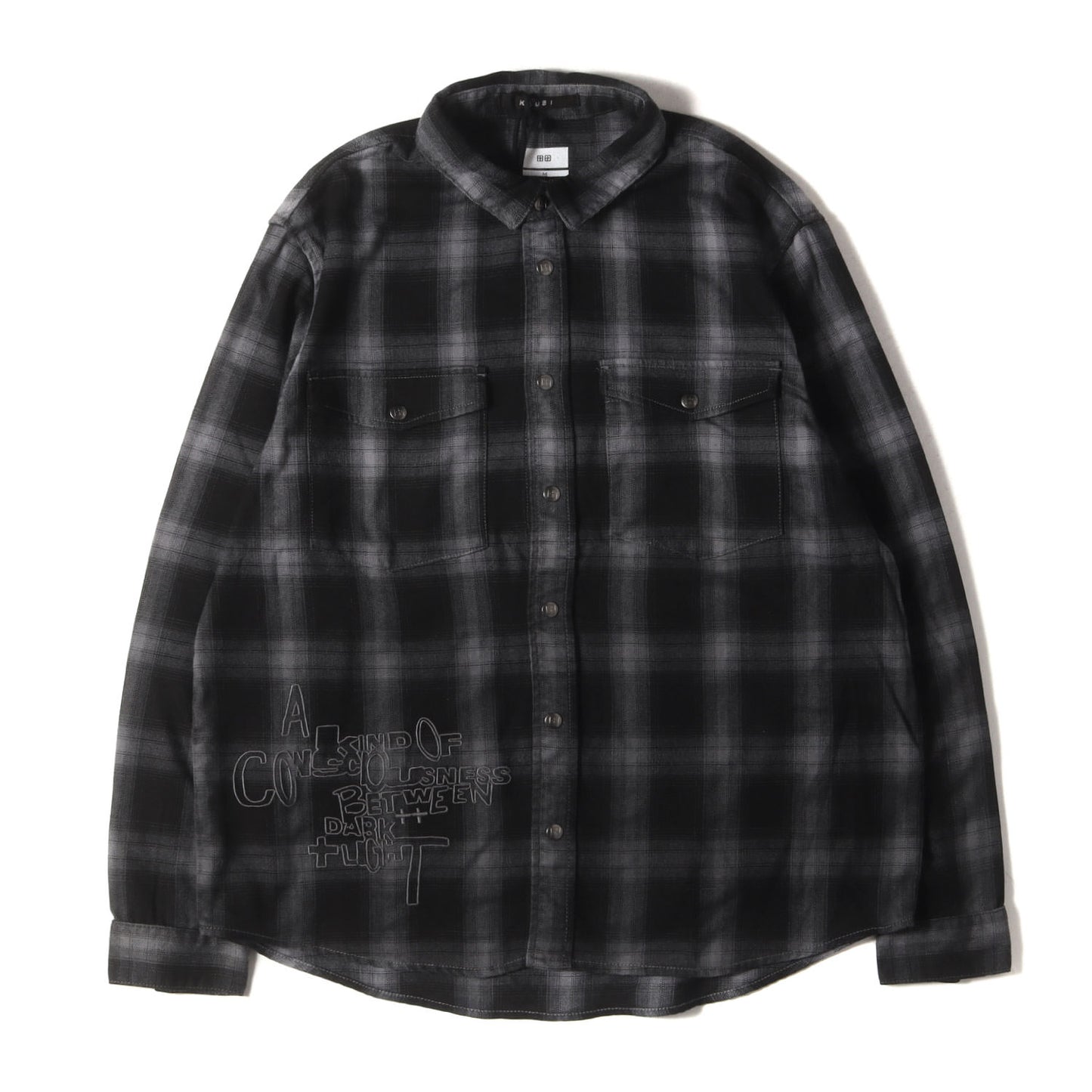 グラフィック刺繍 ストレッチ オンブレチェック シャツ(Consciousness Plaid Shirt)