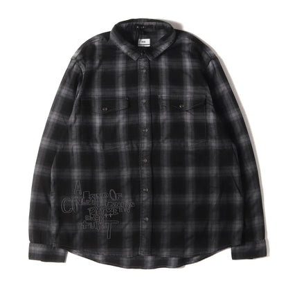 グラフィック刺繍 ストレッチ オンブレチェック シャツ(Consciousness Plaid Shirt)