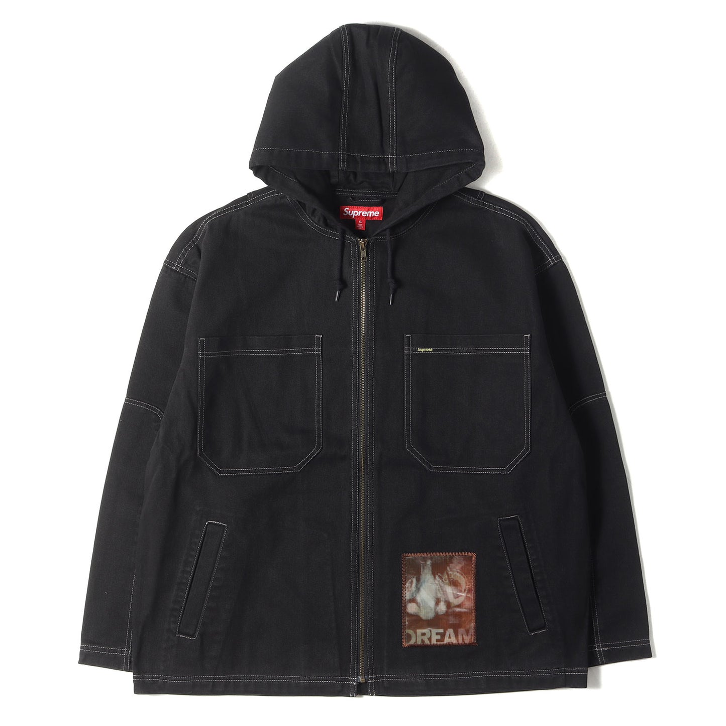 23AW ×Mark Leckey ホログラムパッチ付き フード ワークジャケット(Dream English Kid Hooded Jacket)