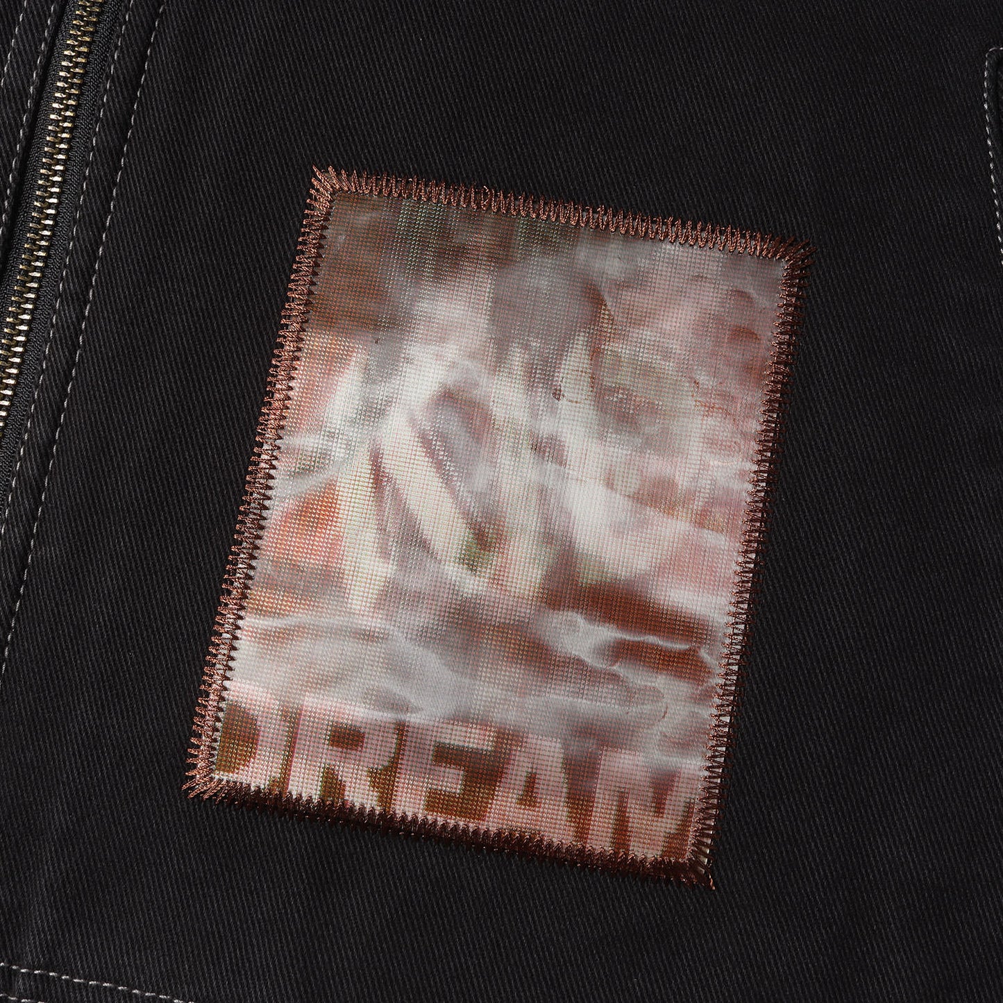 23AW ×Mark Leckey ホログラムパッチ付き フード ワークジャケット(Dream English Kid Hooded Jacket)