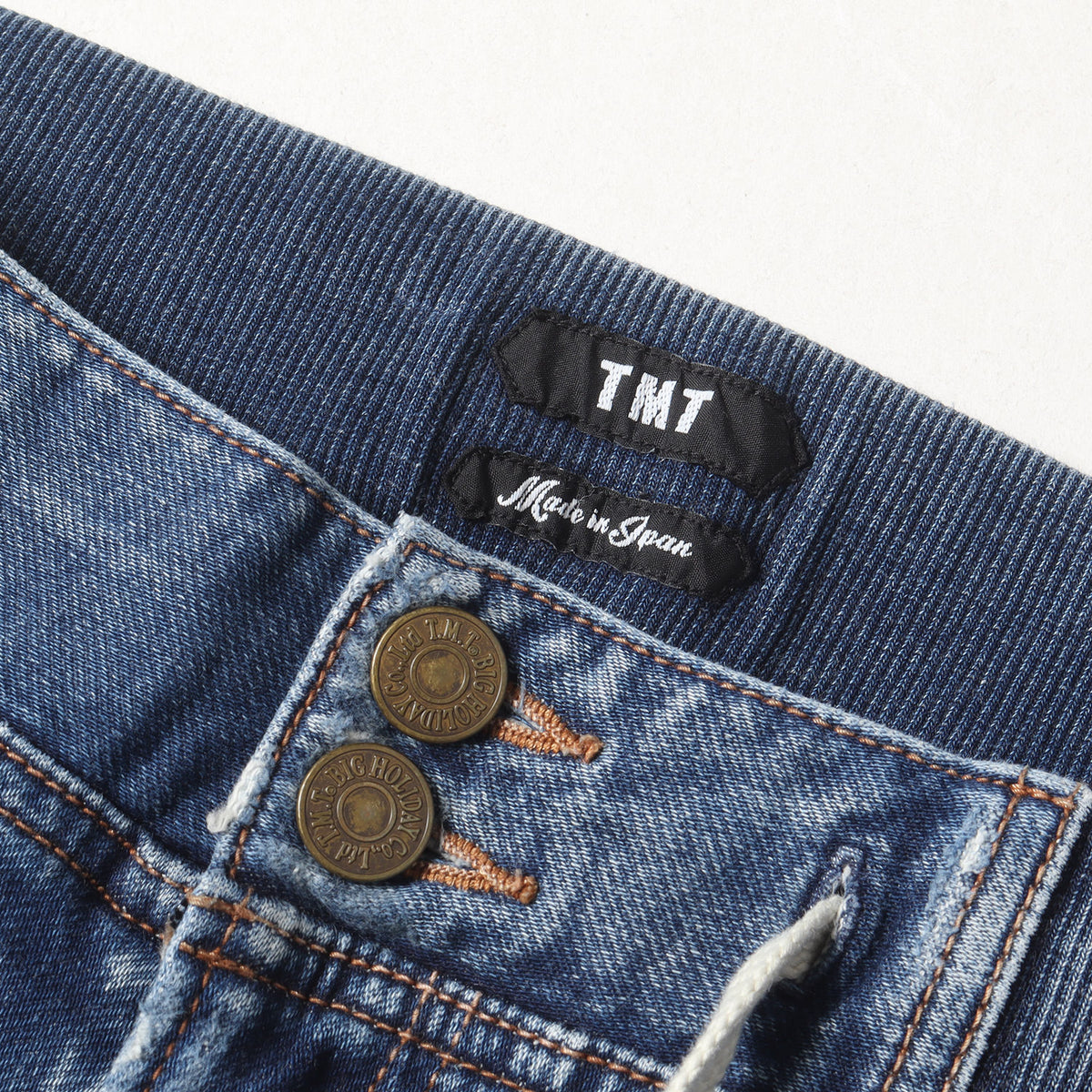 ダメージリペア加工 スウェットデニム トラックパンツ(SWEATLIKE-INDIGO DENIM TRACK PANTS)