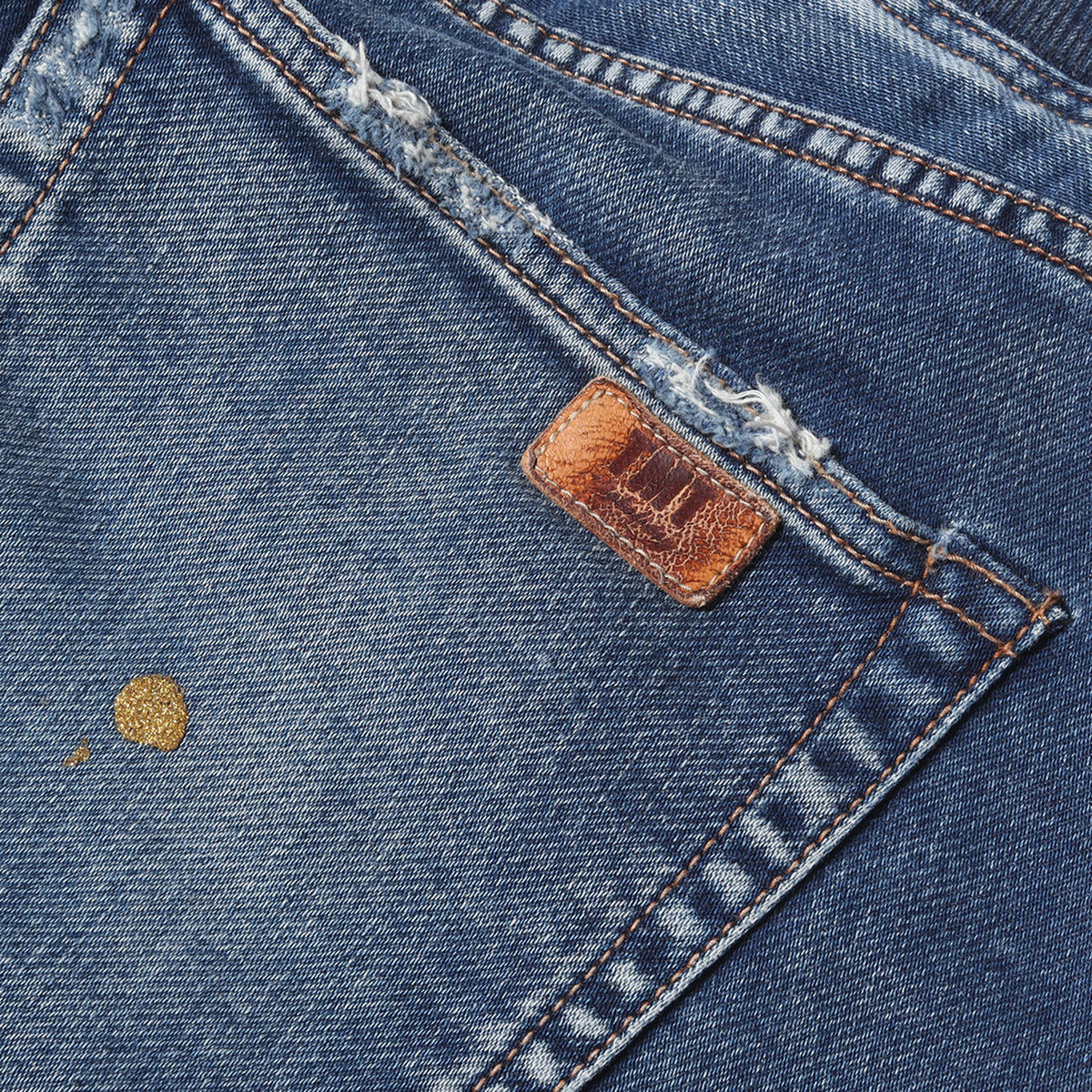 ダメージリペア加工 スウェットデニム トラックパンツ(SWEATLIKE-INDIGO DENIM TRACK PANTS)