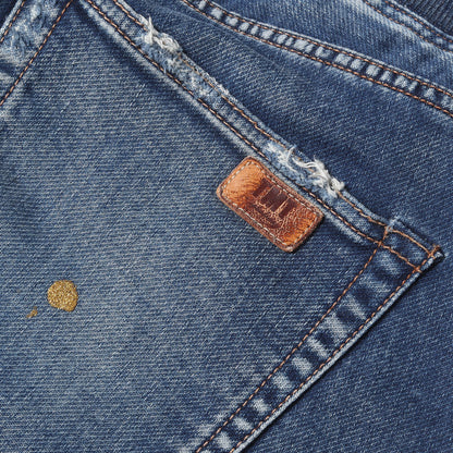 ダメージリペア加工 スウェットデニム トラックパンツ(SWEATLIKE-INDIGO DENIM TRACK PANTS)