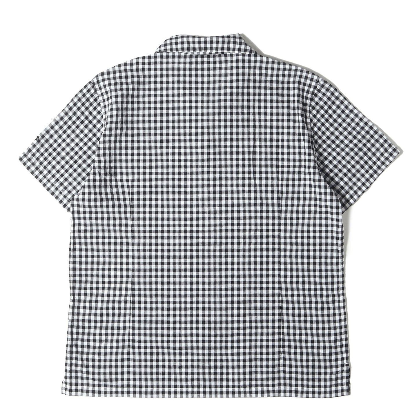 24SS オープンカラー ギンガムチェック シャンブレー 半袖シャツ(COTTON LINEN CHAMBRAY SHIRTS)