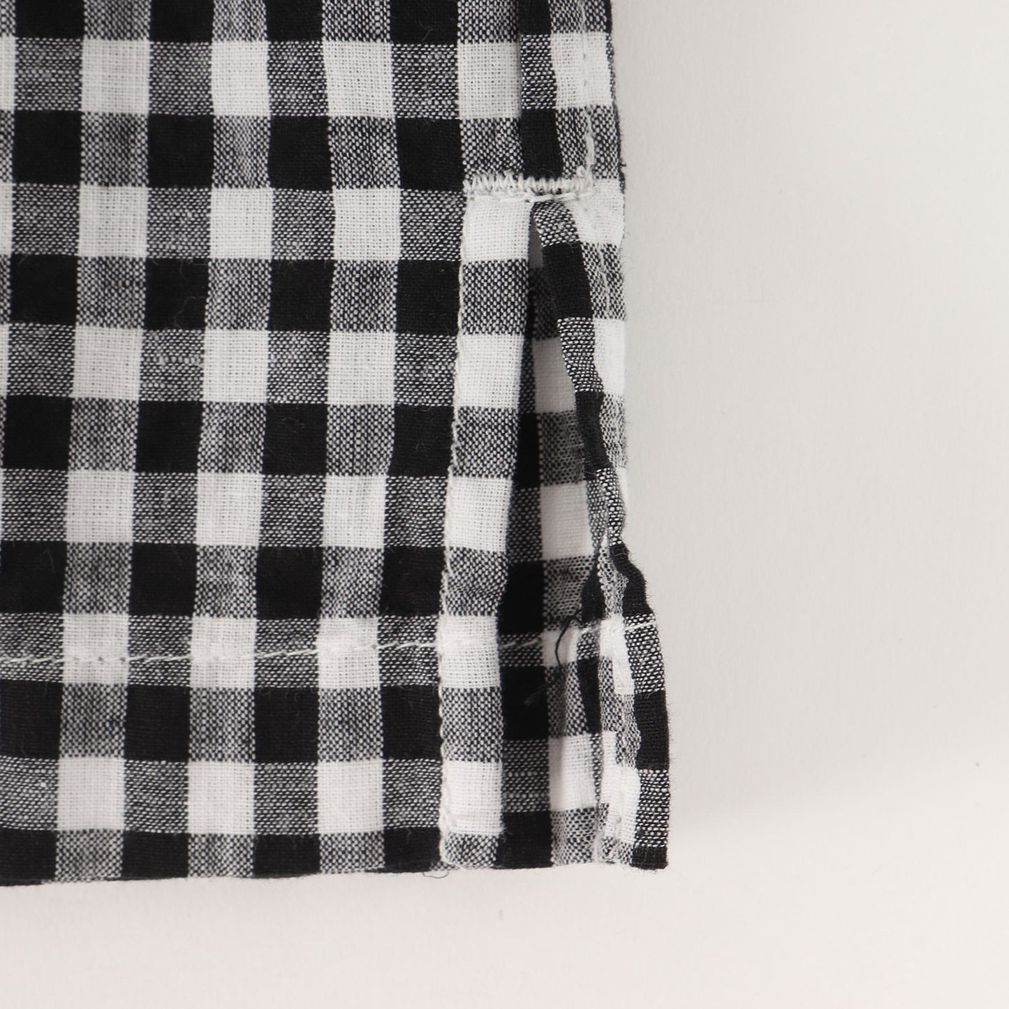 24SS オープンカラー ギンガムチェック シャンブレー 半袖シャツ(COTTON LINEN CHAMBRAY SHIRTS)