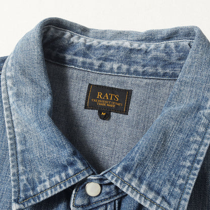 24SS ヴィンテージ加工 ウエスタン デニムシャツ(DENIM SHIRT)
