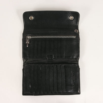 クロスボタン ウェーブ ヘビーレザー ロングウォレット / 長財布(WAVE WALLET CROSS BUTTON)