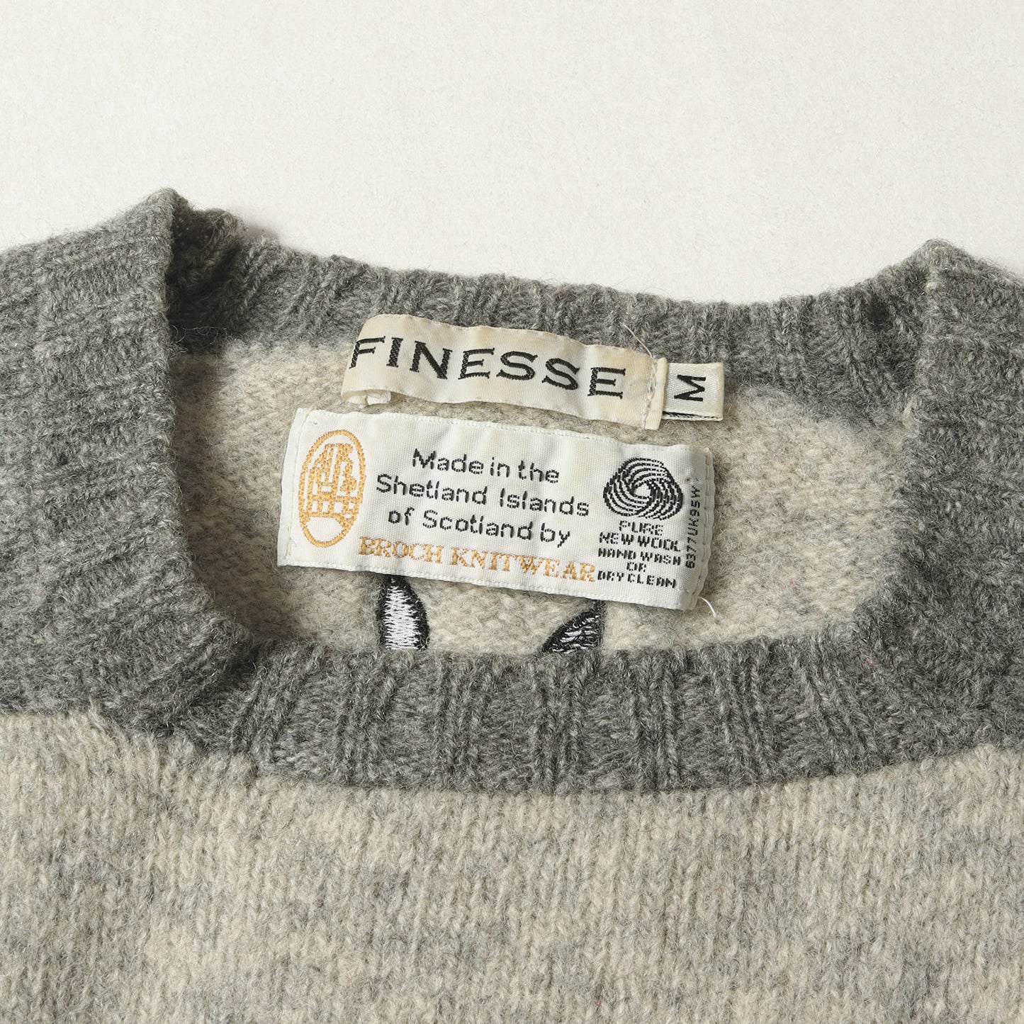 90s FINESSE ×LET IT RIDE 2トーン クルーネック ウールニット