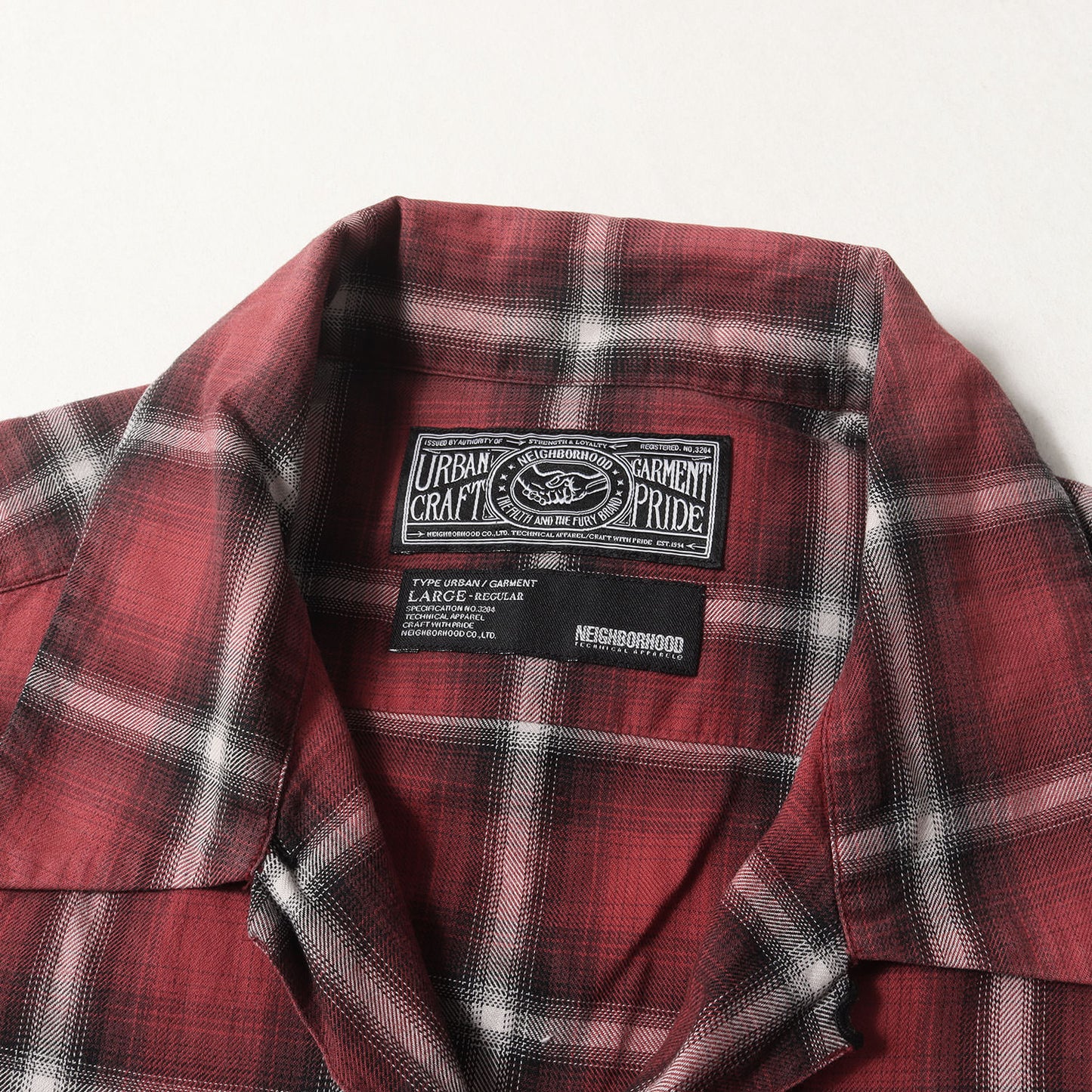 オンブレチェック オープンカラー ワークシャツ(B&C / C-SHIRTS. LS)