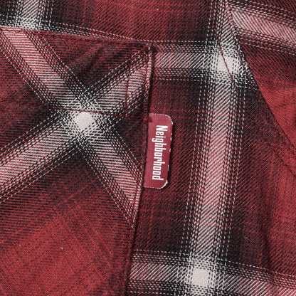 オンブレチェック オープンカラー ワークシャツ(B&C / C-SHIRTS. LS)