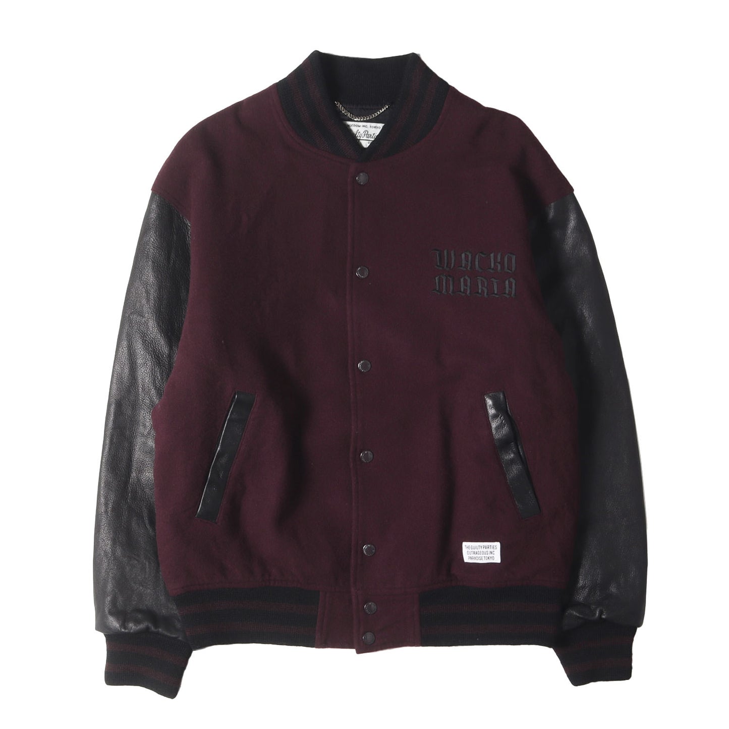 23SS 袖レザー メルトンウール スタジャン / バーシティ ジャケット(LEATHER VARSITY JACKET)