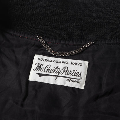 23SS 袖レザー メルトンウール スタジャン / バーシティ ジャケット(LEATHER VARSITY JACKET)