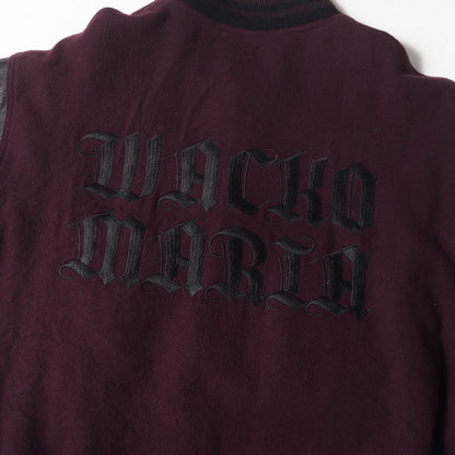 23SS 袖レザー メルトンウール スタジャン / バーシティ ジャケット(LEATHER VARSITY JACKET)