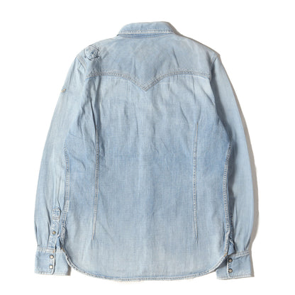 クラッシュリペア加工 クレイジー ウエスタン デニムシャツ(L/SL CRAZY CRUSH DENIM SHIRT)