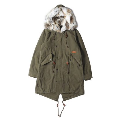 ライナー付き ラビットファーフード フィッシュテール モッズコート(RABBIT COAT)