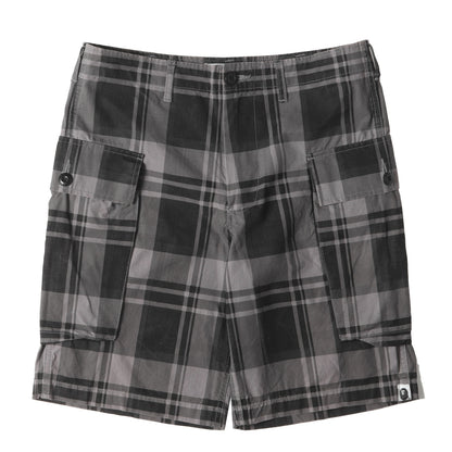 チェック ミリタリー カーゴショーツ