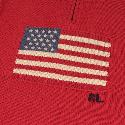 00s 星条旗 ハーフジップ コットンニット セーター