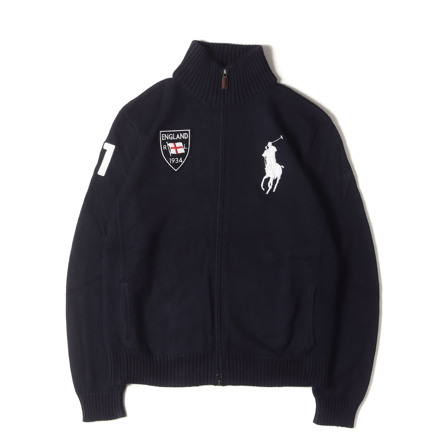 イングランドモデル ビッグポニー ジップ コットンニット セーター