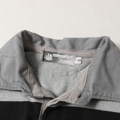 00s 猿顔エルボーパッチ ボーダー ラガーシャツ