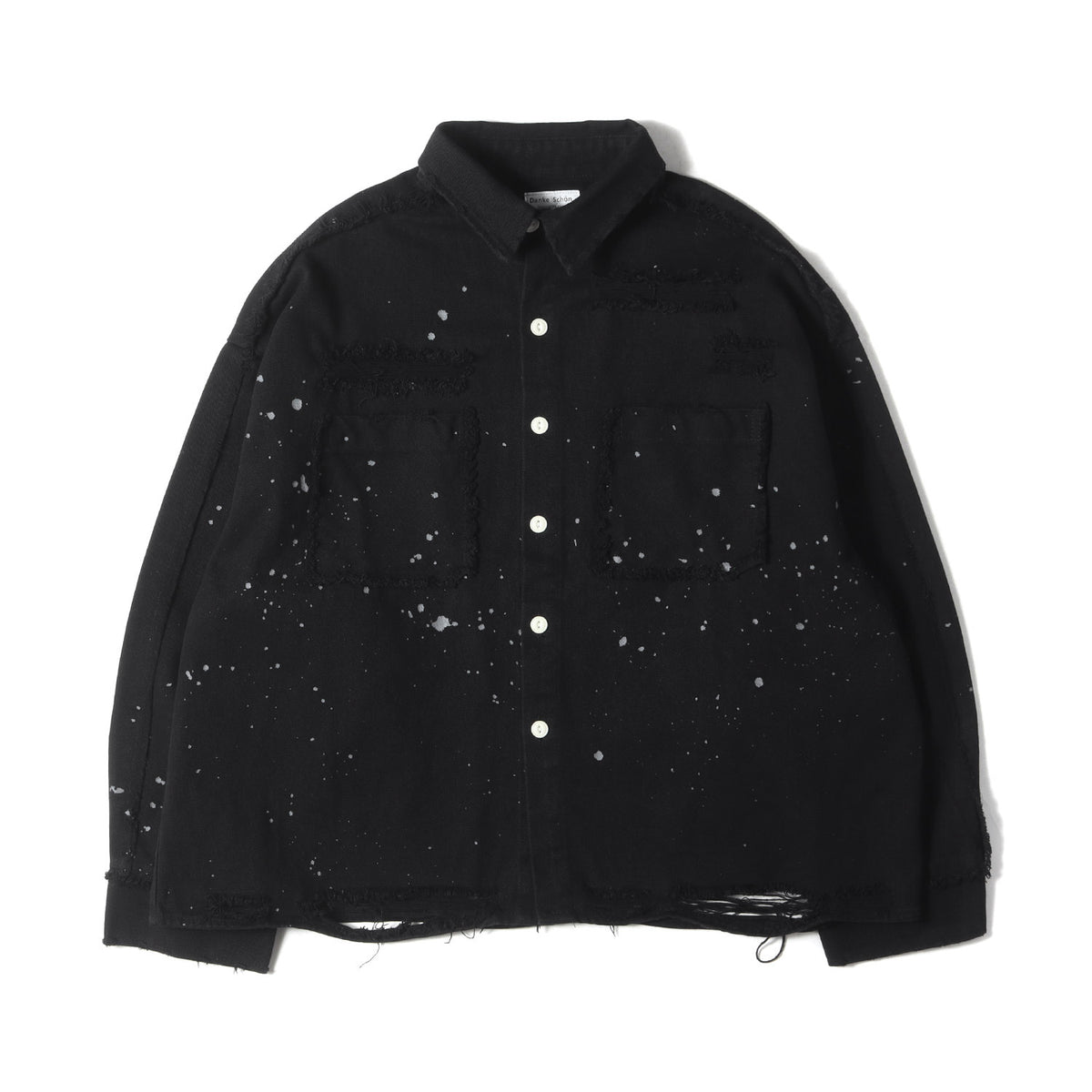 24AW ペイント&ダメージ加工 オーバーサイズ ツイル シャツ(DAMAGE FLANNEL SHIRTS)