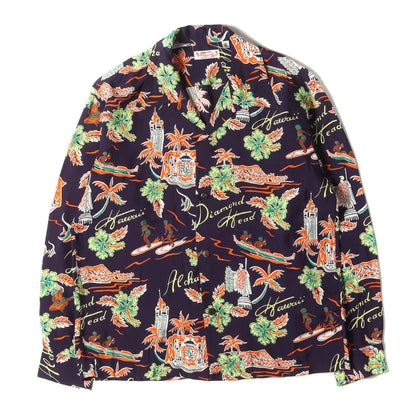 20SS ハワイ柄 レーヨン 長袖 アロハシャツ(ALOHA HAWAII)