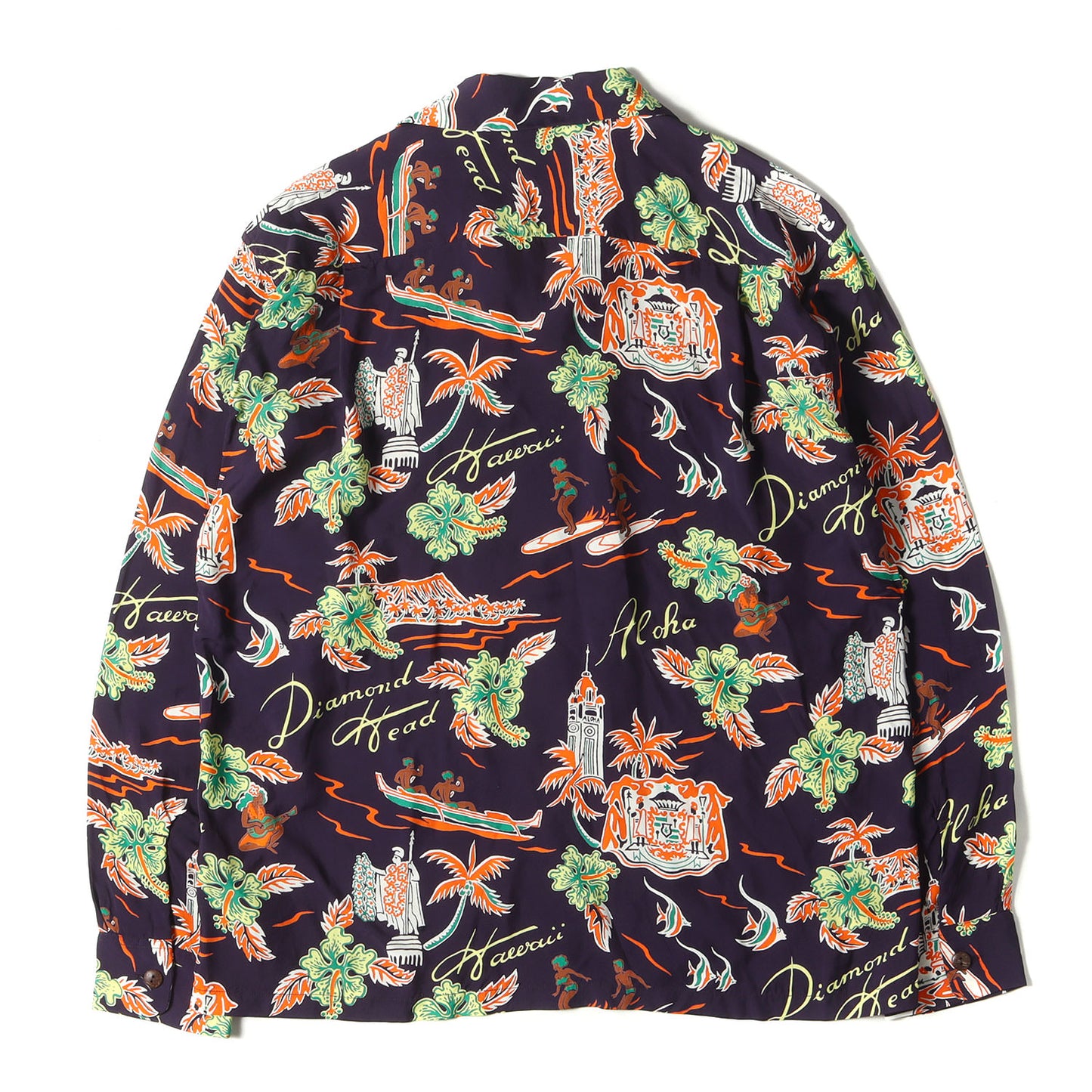 20SS ハワイ柄 レーヨン 長袖 アロハシャツ(ALOHA HAWAII)