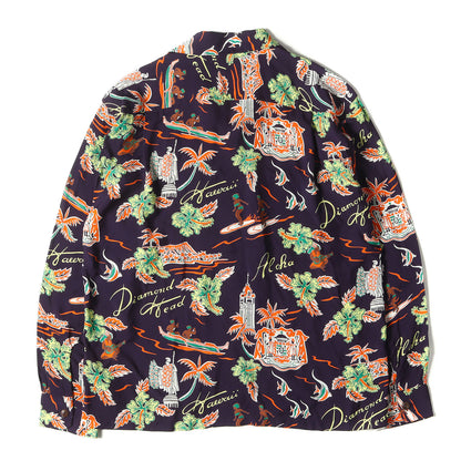 20SS ハワイ柄 レーヨン 長袖 アロハシャツ(ALOHA HAWAII)