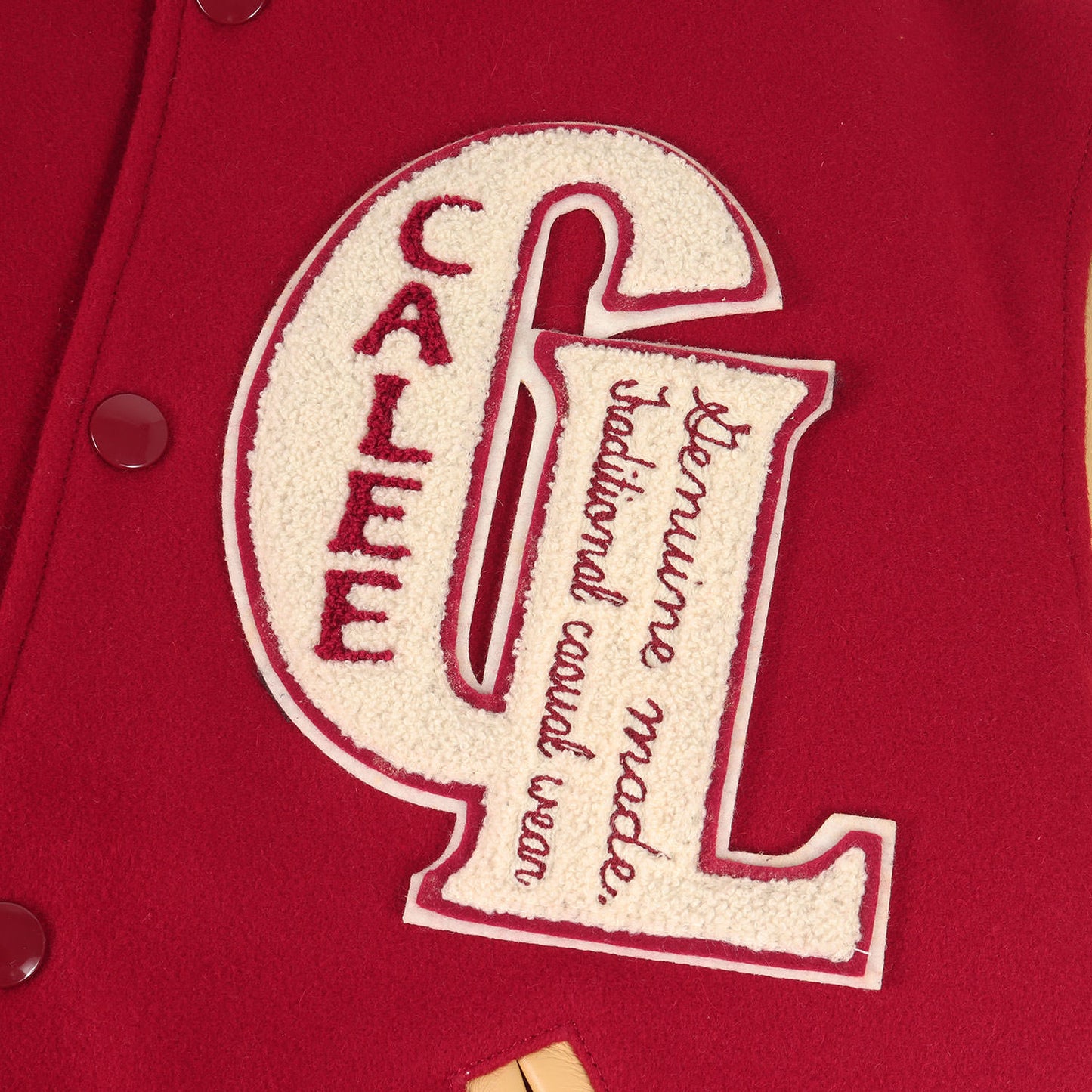 ワッペン付き 袖レザー メルトンウール スタジャン