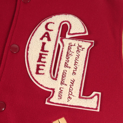 ワッペン付き 袖レザー メルトンウール スタジャン