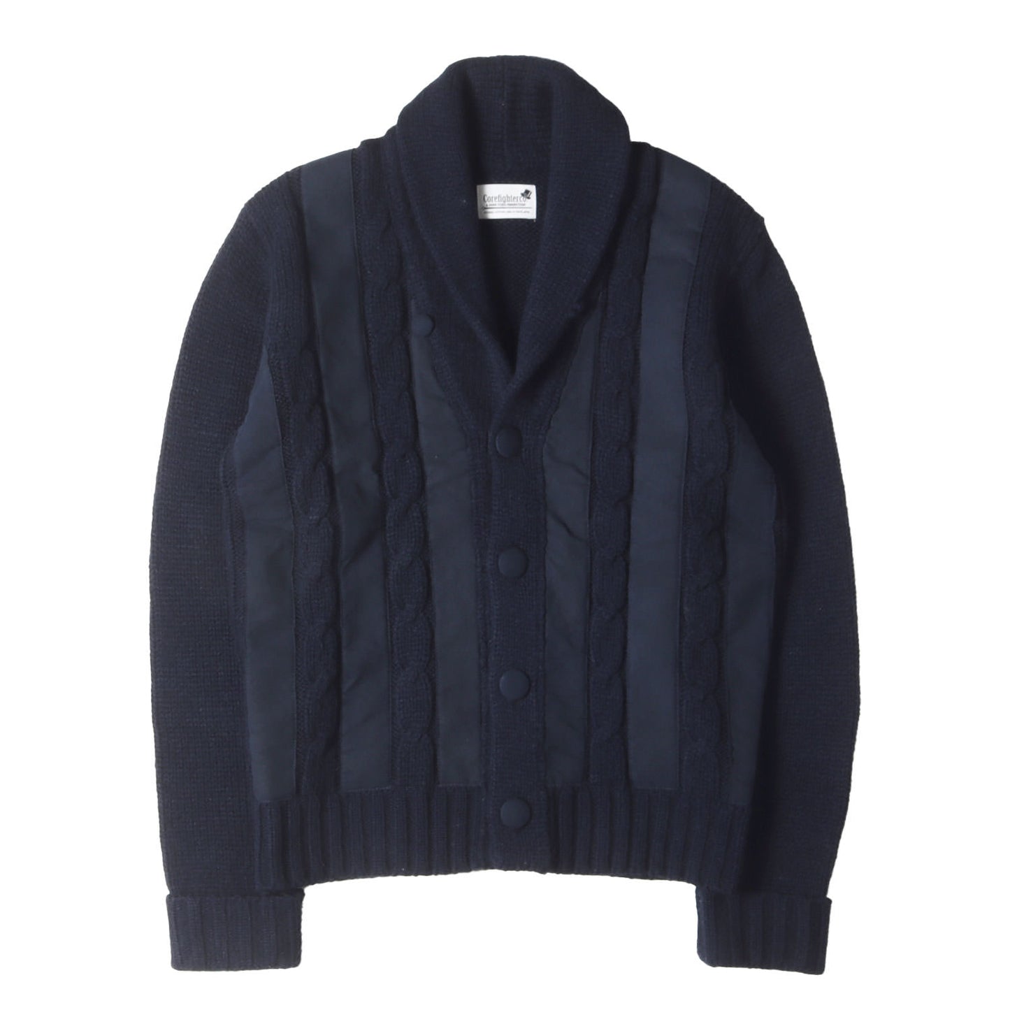 切り替えしデザイン ローゲージ ショールカラー ニット カーディガン